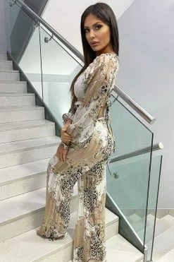 Fashion Nova Change Of Plans Jumpsuit - Taupe/combo