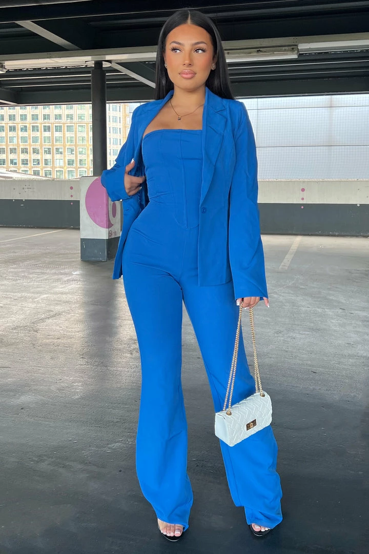 Fashion Nova Jumpsuits Charlotte Blazer Jumpsuit Set - Royal
