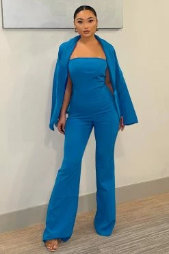 Fashion Nova Jumpsuits Charlotte Blazer Jumpsuit Set - Royal