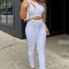 Fashion Nova Cut Out The Haters Denim Jumpsuit - White Jumpsuits