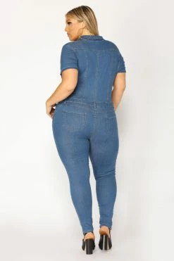 Fashion Nova Auto Shop Denim Jumpsuit - Medium Wash