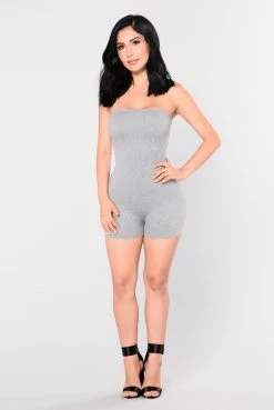 Fashion Nova Buenos Aires Romper - Grey