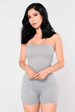Fashion Nova Buenos Aires Romper - Grey