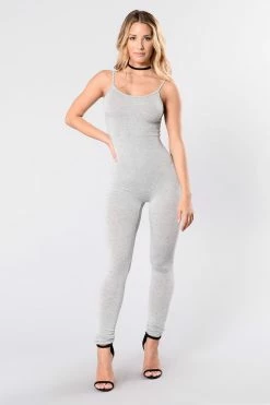 Fashion Nova Jumpsuits Nova Season Jumpsuit - Heather Grey
