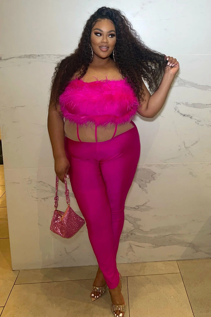 Fashion Nova Jumpsuits For You Feather Jumpsuit - Hot Pink
