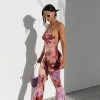 Fashion Nova Wide Leg Jumpsuits Get In The Groove Tie Dye Jumpsuit - Marsala