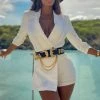 Fashion Nova Invading Your Privacy Blazer Romper - White Rompers