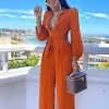 Fashion Nova Like Me Better Jumpsuit - Cognac