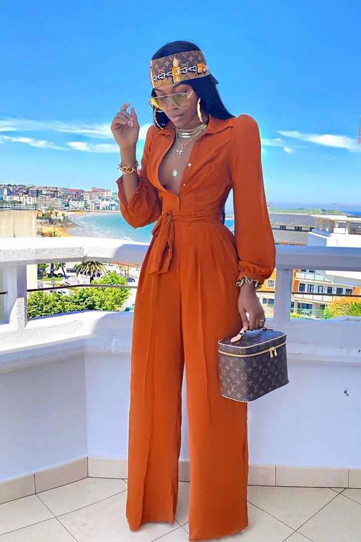 Fashion Nova Like Me Better Jumpsuit - Cognac