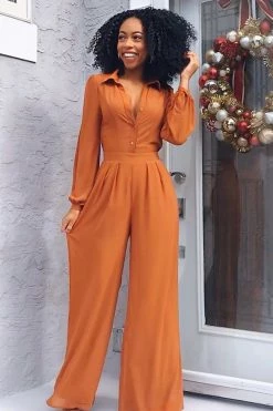 Fashion Nova Like Me Better Jumpsuit - Cognac