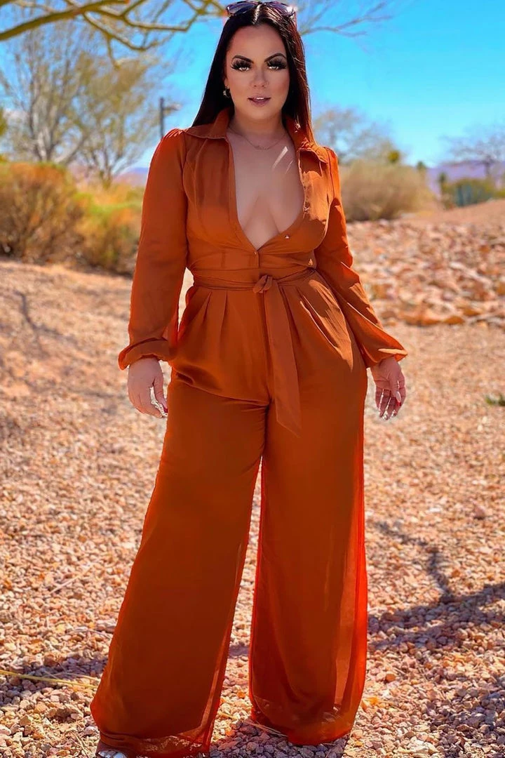 Fashion Nova Like Me Better Jumpsuit - Cognac
