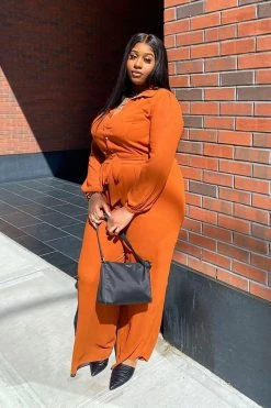 Fashion Nova Like Me Better Jumpsuit - Cognac