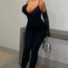 Fashion Nova Jumpsuits Lily Lace Jumpsuit Set - Black