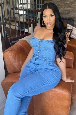 Fashion Nova Loren Denim Jumpsuit - Light Wash