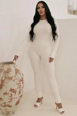 Fashion Nova Maribel Snatched Jumpsuit - Off White