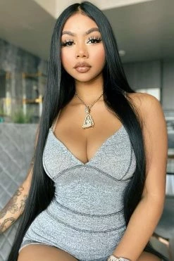 Fashion Nova Not Usually Here Romper Set - Heather Grey