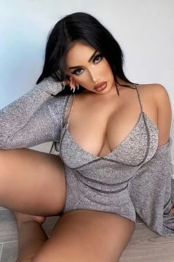 Fashion Nova Not Usually Here Romper Set - Heather Grey