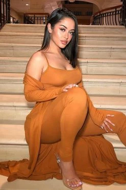 Fashion Nova Nova Charmer Jumpsuit Set - Camel