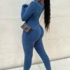 Fashion Nova Jumpsuits Perfect Vibe Ribbed Jumpsuit - Blue
