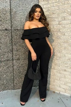 Fashion Nova Ready To Ruffle Jumpsuit - Black Jumpsuits