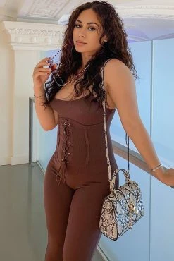 Fashion Nova Remi Ribbed Jumpsuit - Brown