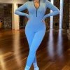 Fashion Nova Jumpsuits Sabrina Snatched Jumpsuit - Light Blue