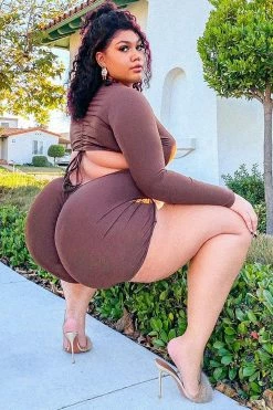 Fashion Nova Second To None Romper - Brown Rompers