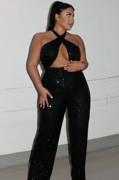 Fashion Nova Shine On Sequin Jumpsuit - Black