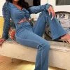 Fashion Nova Spill The Tea Denim Jumpsuit - Medium Wash