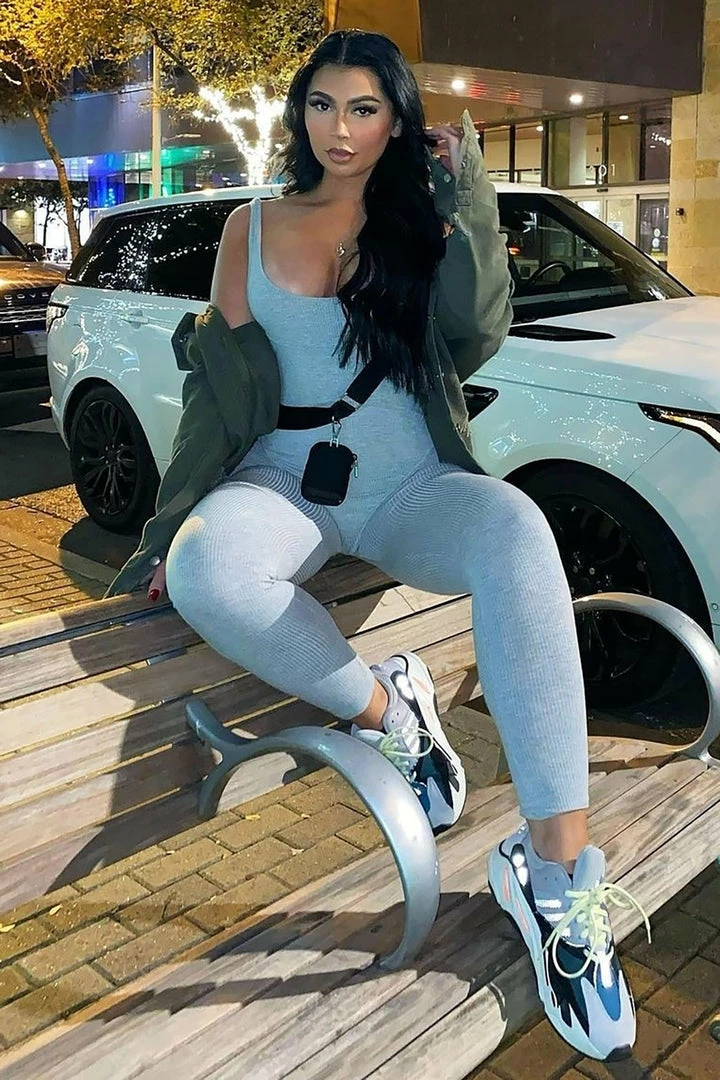 Fashion Nova Sticking Around Ribbed Jumpsuit - Heather Grey Jumpsuits