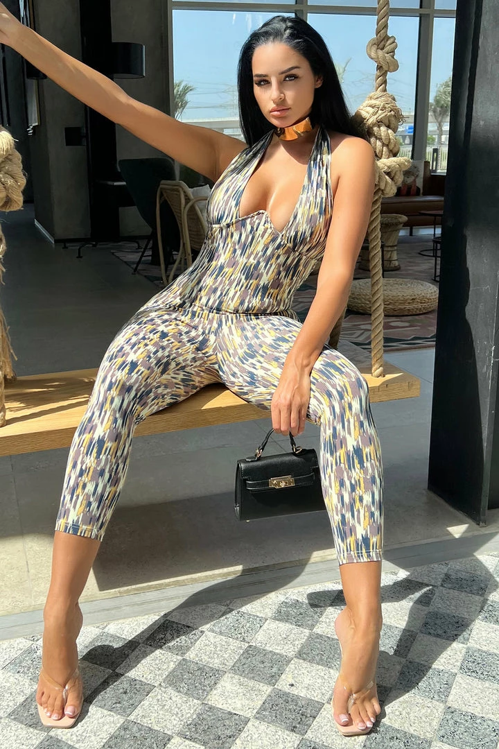 Fashion Nova Vivienne Jumpsuit - Taupe/combo Jumpsuits