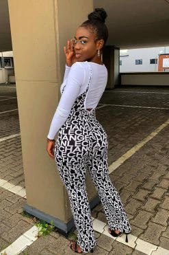 Fashion Nova Watch Me Enter Jumpsuit - Black/White Jumpsuits