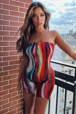 Fashion Nova Rompers Work Of Art Romper - Multi Color